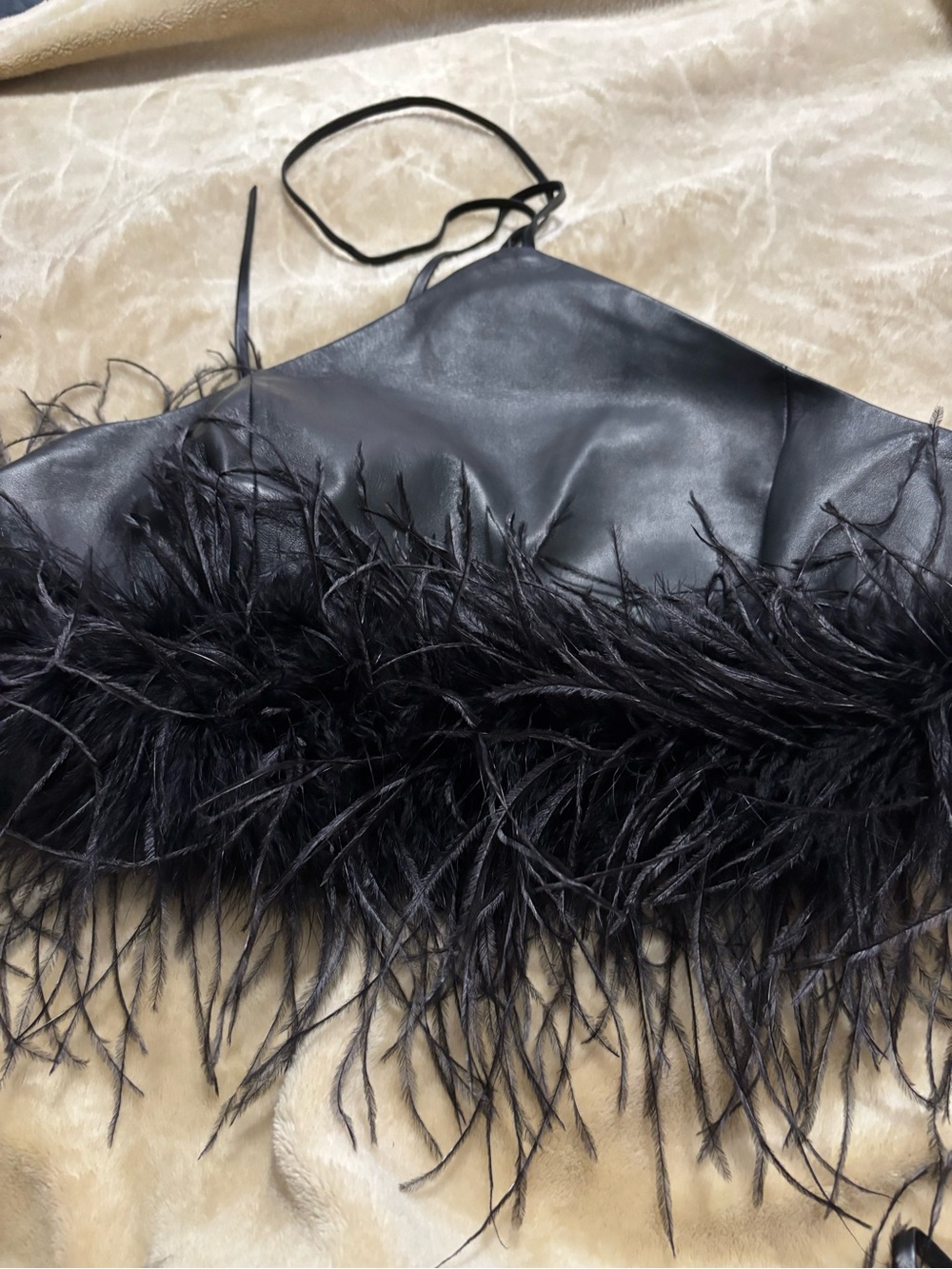 Lamarque Black Leather Halter Top (Aissa)